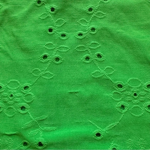 Vero Moda Green Crop Top Tank Eyelet Spaghetti Straps smocked ruffle Size L - Picture 10 of 10